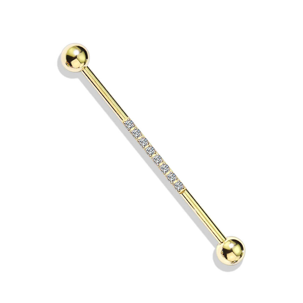 Industrial Barbell Kugel Silber Linie Zirkonia - Image 6