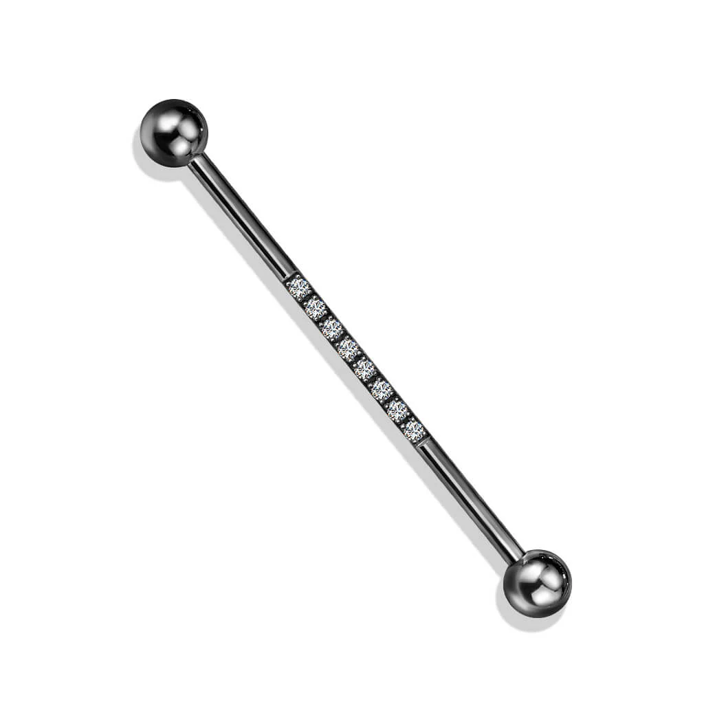 Industrial Barbell Kugel Silber Linie Zirkonia - Image 8