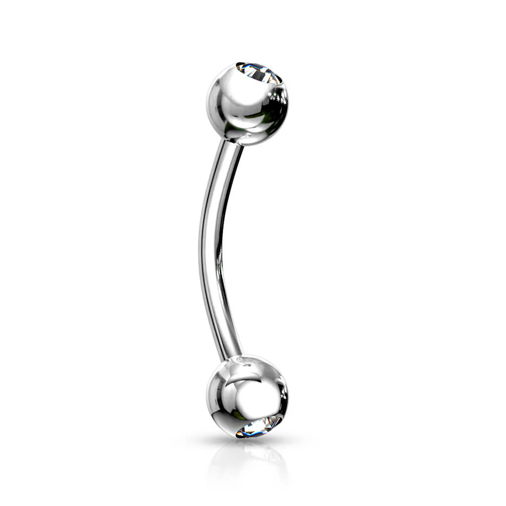 Augenbrauenpiercing Kugel Silber Zirkonia - Image 3