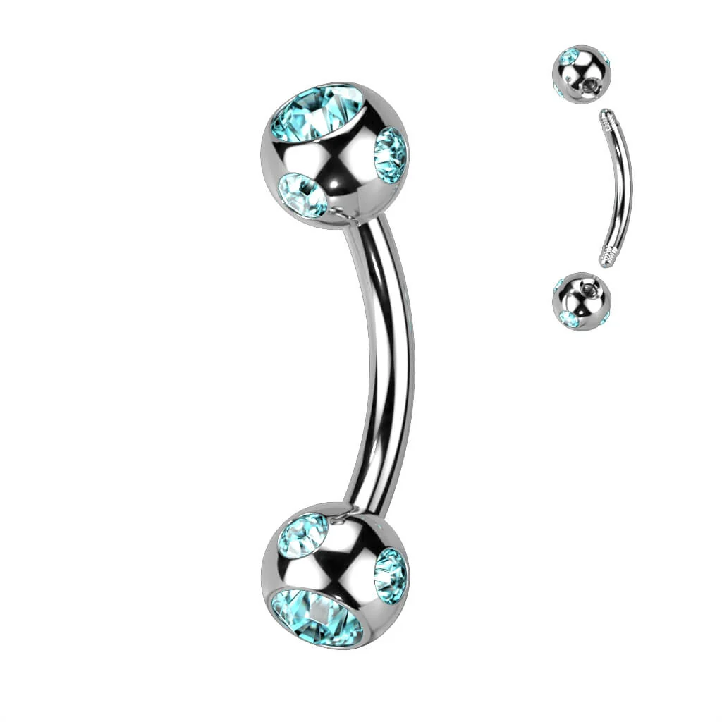 Augenbrauenpiercing Kugel Silber Zirkonia - Image 11