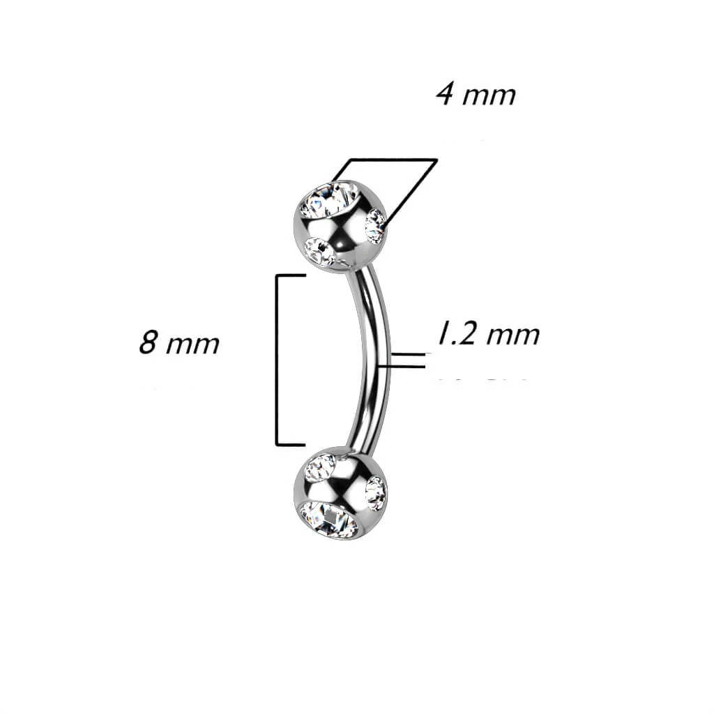 Augenbrauenpiercing Kugel Silber Zirkonia - Image 2