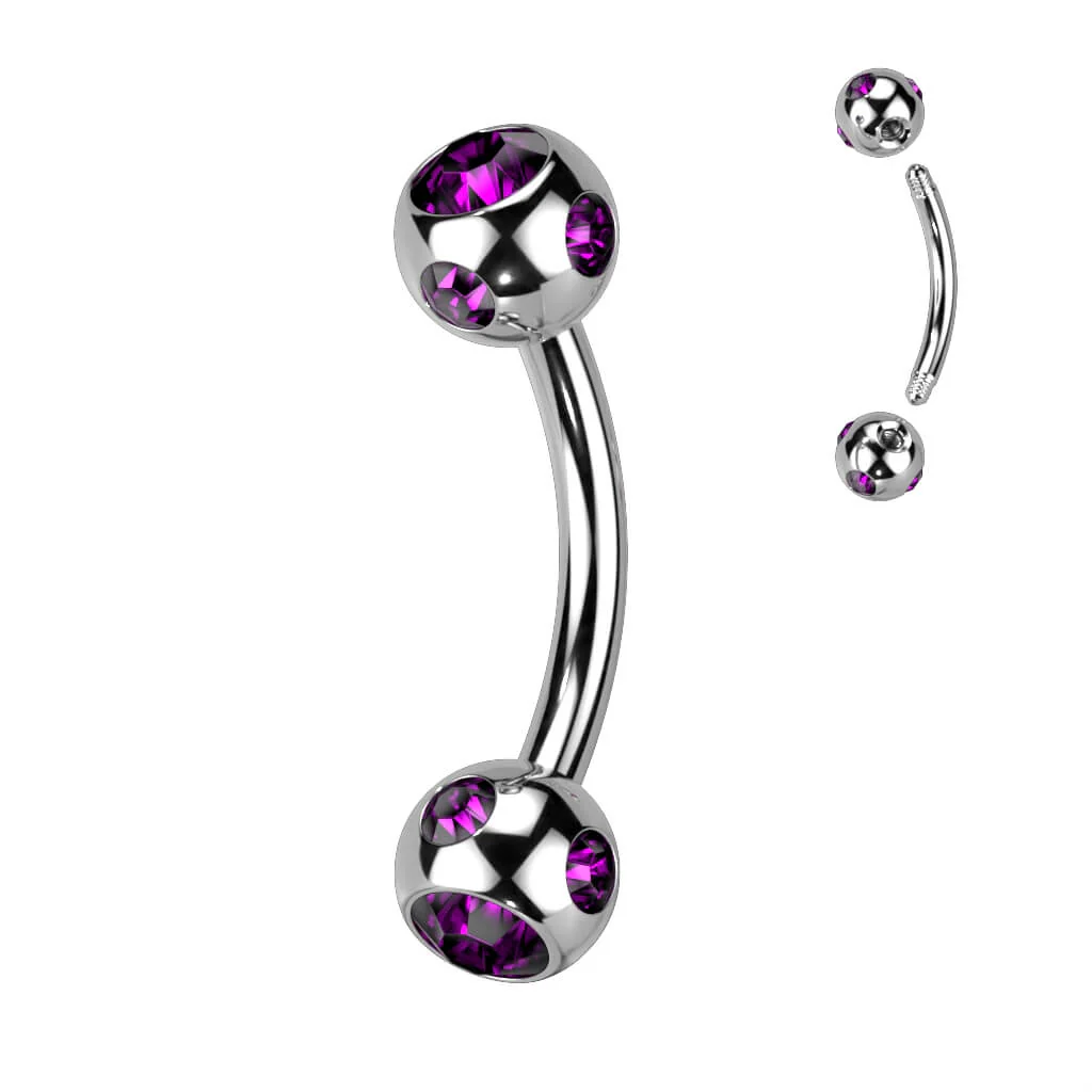 Augenbrauenpiercing Kugel Silber Zirkonia - Image 3