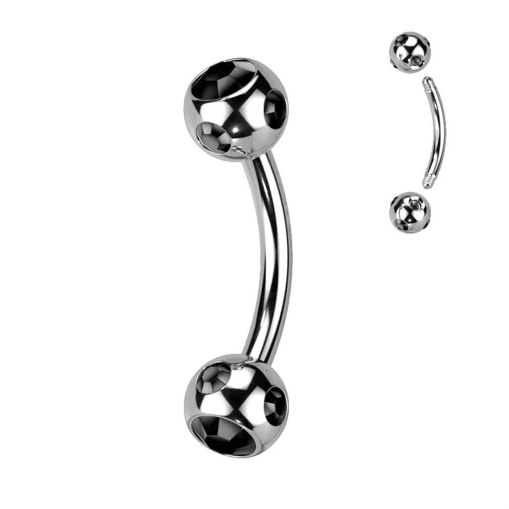 Augenbrauenpiercing Kugel Silber Zirkonia - Image 8