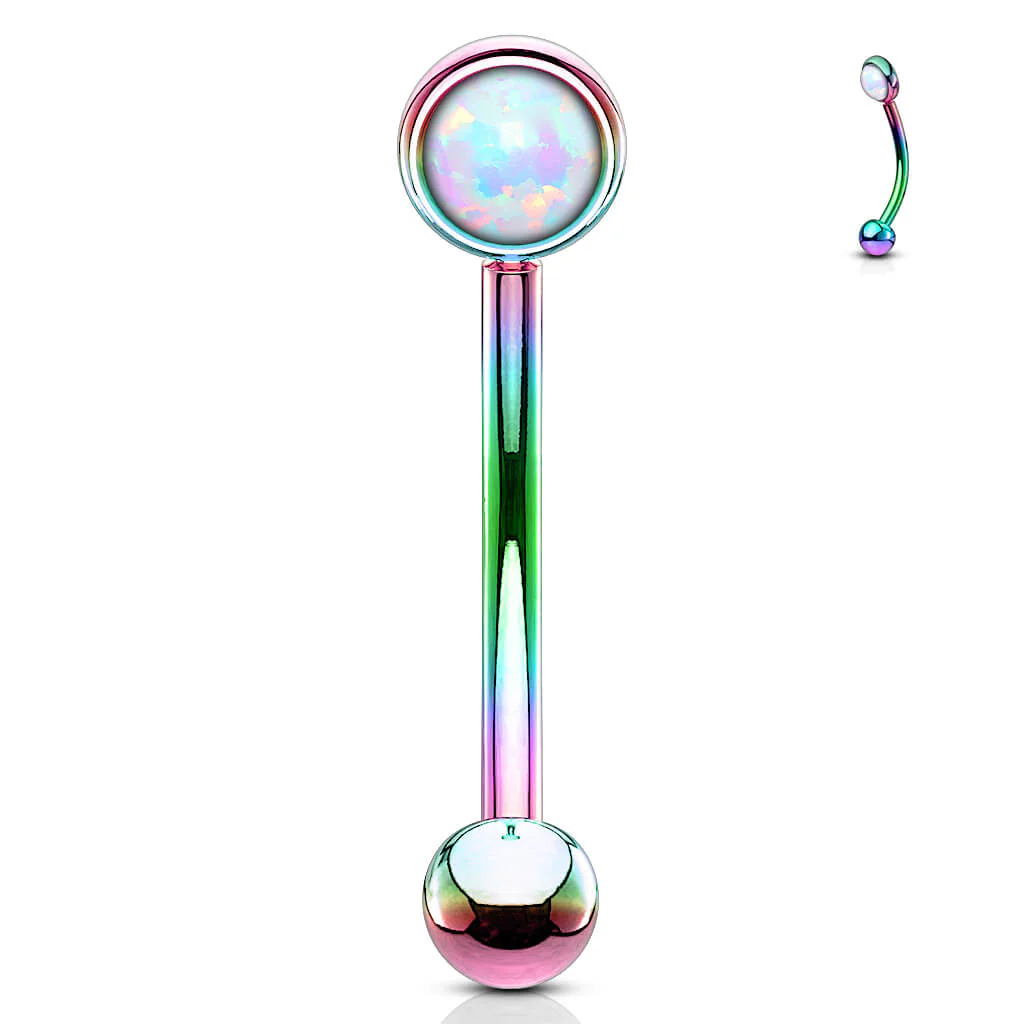Augenbrauenpiercing Kugel Flach Silber Opal - Image 12