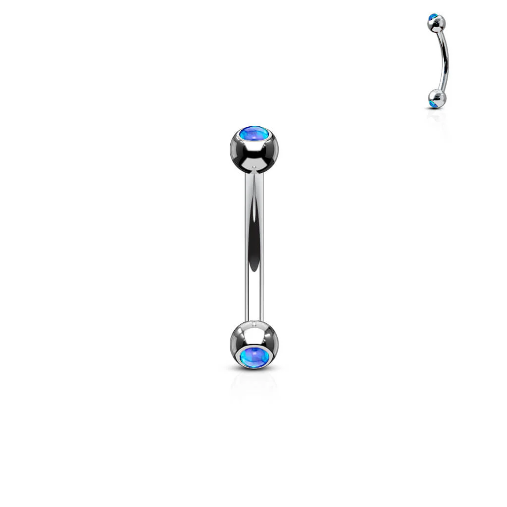 Augenbrauenpiercing Kugel Silber Opal - Image 3
