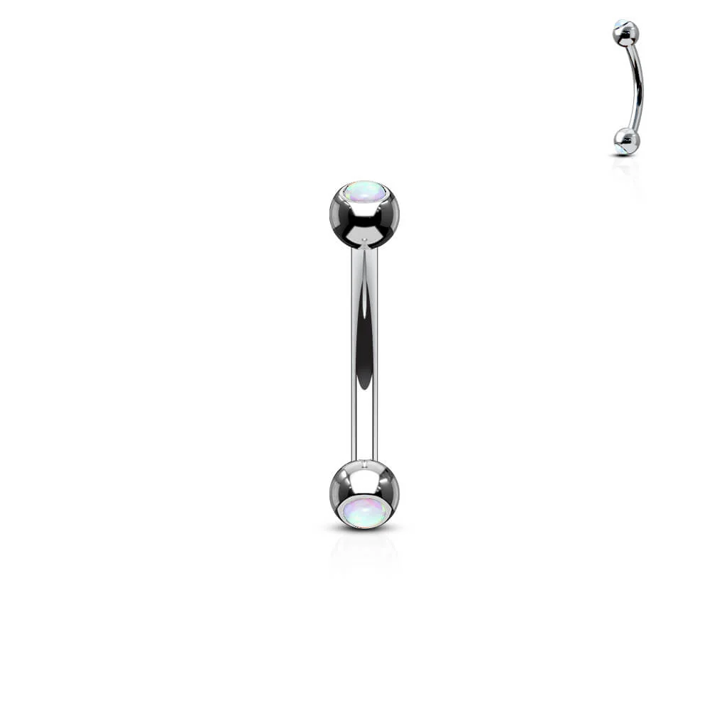 Augenbrauenpiercing Kugel Silber Opal - Image 4