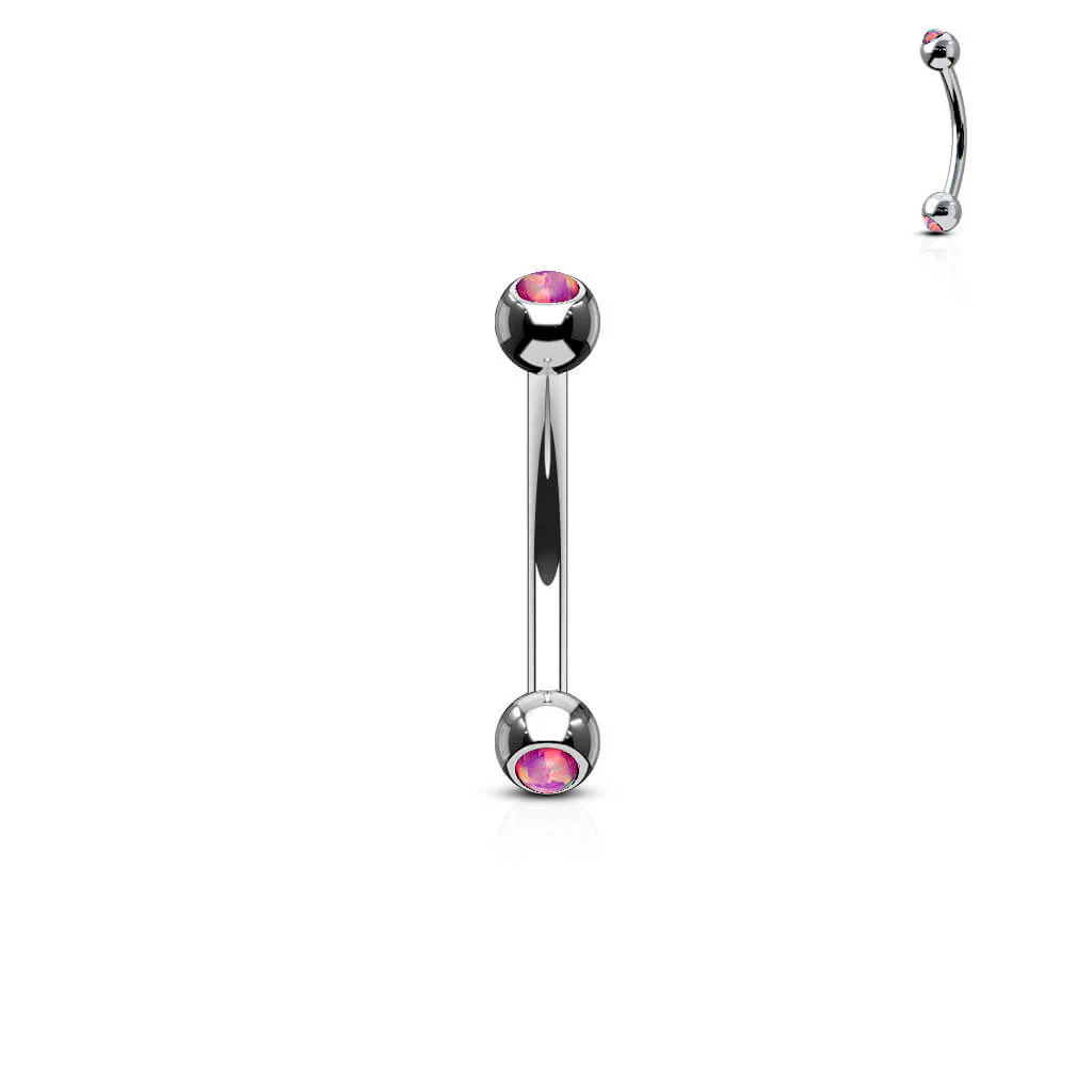 Augenbrauenpiercing Kugel Silber Opal - Image 5
