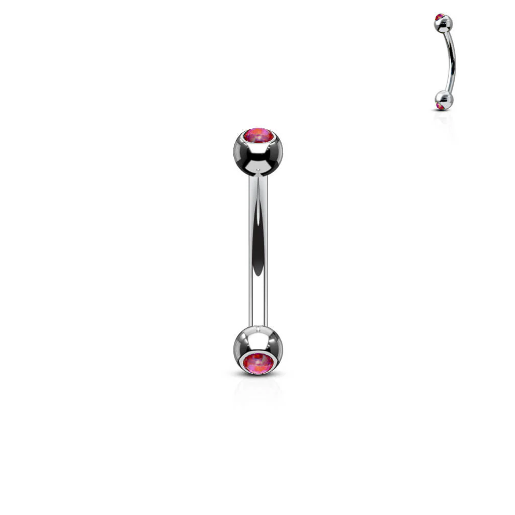 Augenbrauenpiercing Kugel Silber Opal - Image 6