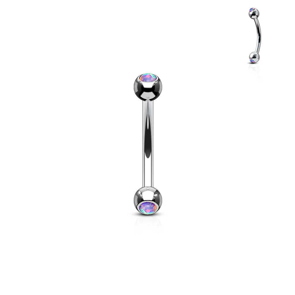 Augenbrauenpiercing Kugel Silber Opal - Image 7