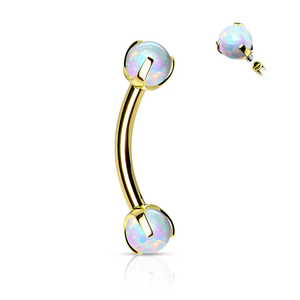 Augenbrauenpiercing Kugel Opal Innengewinde - Image 2