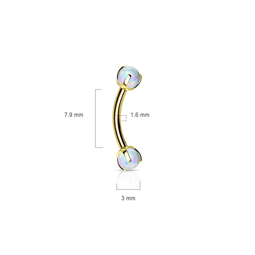 Augenbrauenpiercing Kugel Opal Innengewinde - Image 3