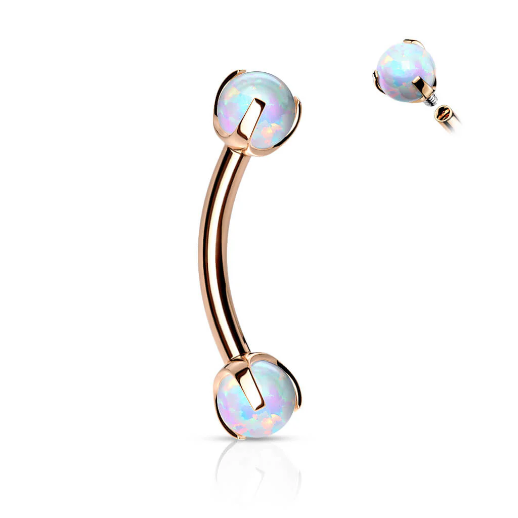 Augenbrauenpiercing Kugel Opal Innengewinde - Image 6