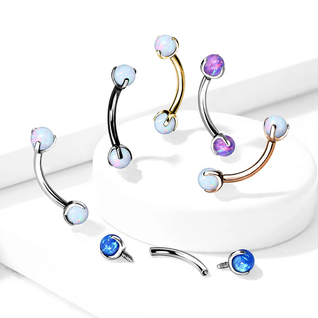 Augenbrauenpiercing Kugel Opal Innengewinde - Image 9