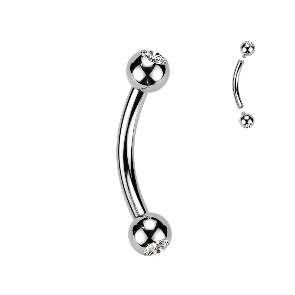 Augenbrauenpiercing Kugel Zirkonia Silber Innengewinde - Image 4