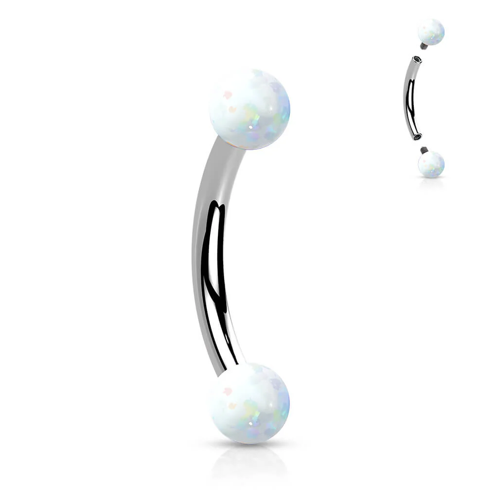 Augenbrauenpiercing Kugel Opal Innengewinde - Image 4