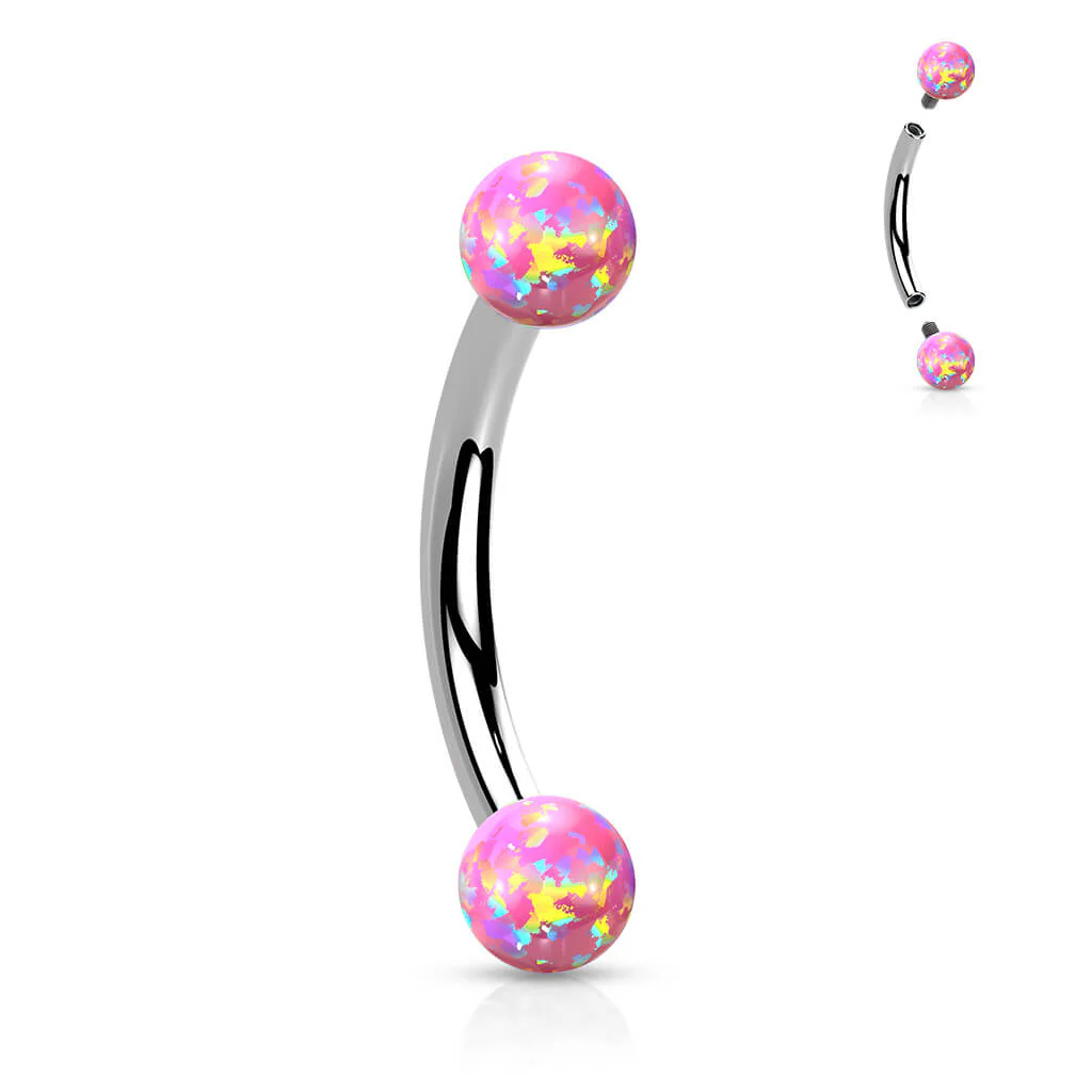 Augenbrauenpiercing Kugel Opal Innengewinde - Image 6