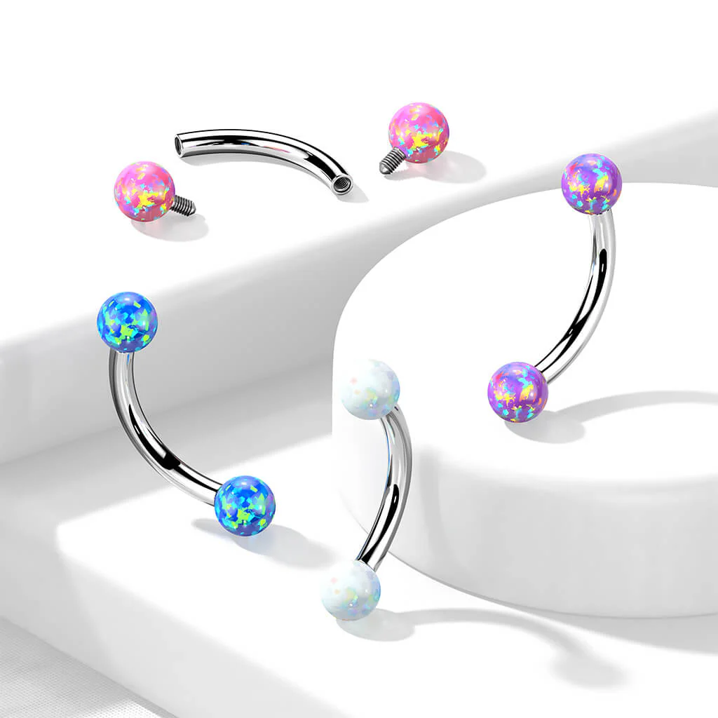 Augenbrauenpiercing Kugel Opal Innengewinde - Image 7