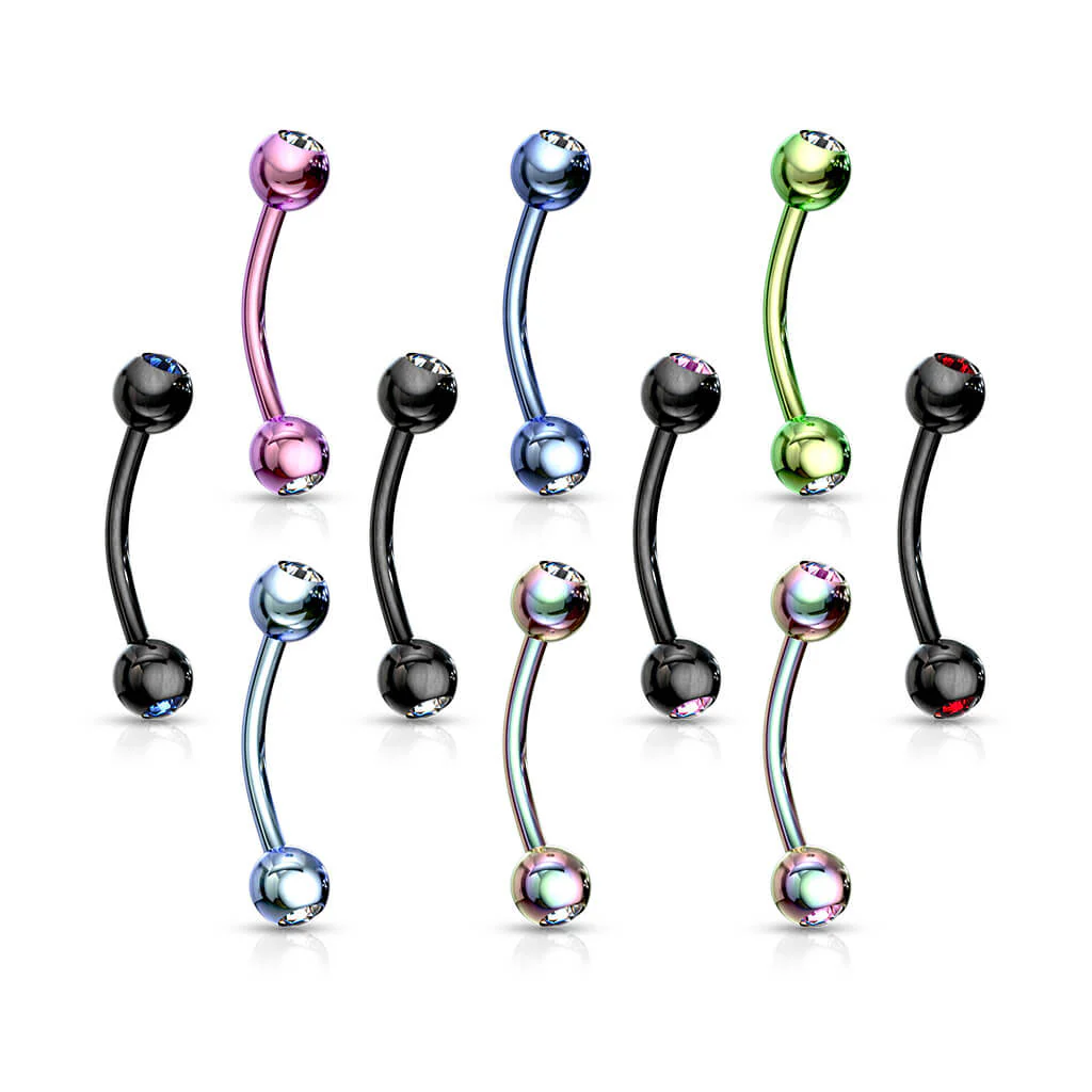 Augenbrauenpiercing Kugel Zirkonia Titan PVD - Image 2