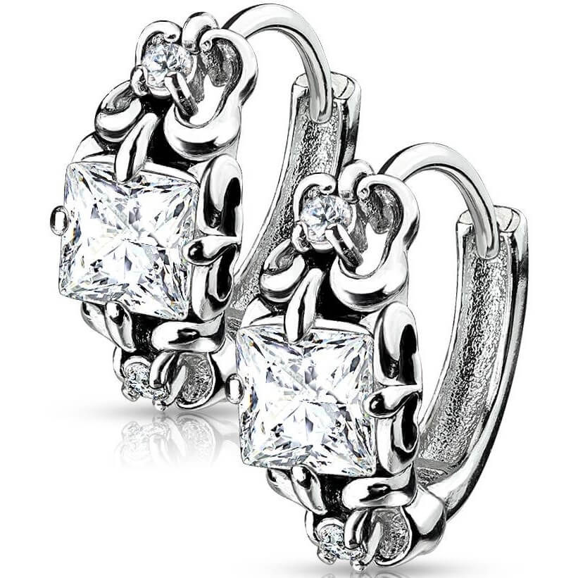 Ohrring Silber Zirkonia Clicker