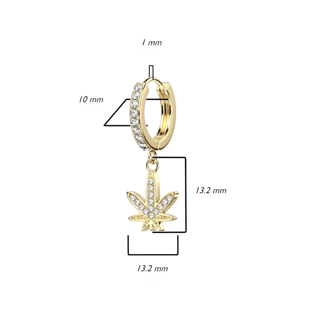 Ohrring Hanfblatt beweglich Zirkonia Clicker - Image 3