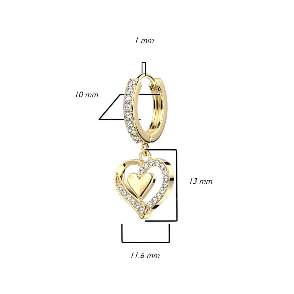 Ohrring Herz beweglich Zirkonia Clicker - Image 3
