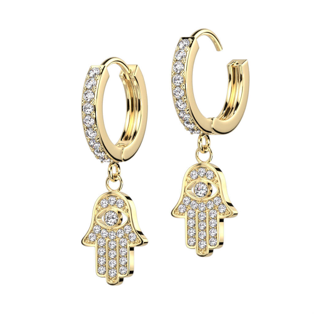 Ohrring Hamsa beweglich Zirkonia Clicker - Image 2