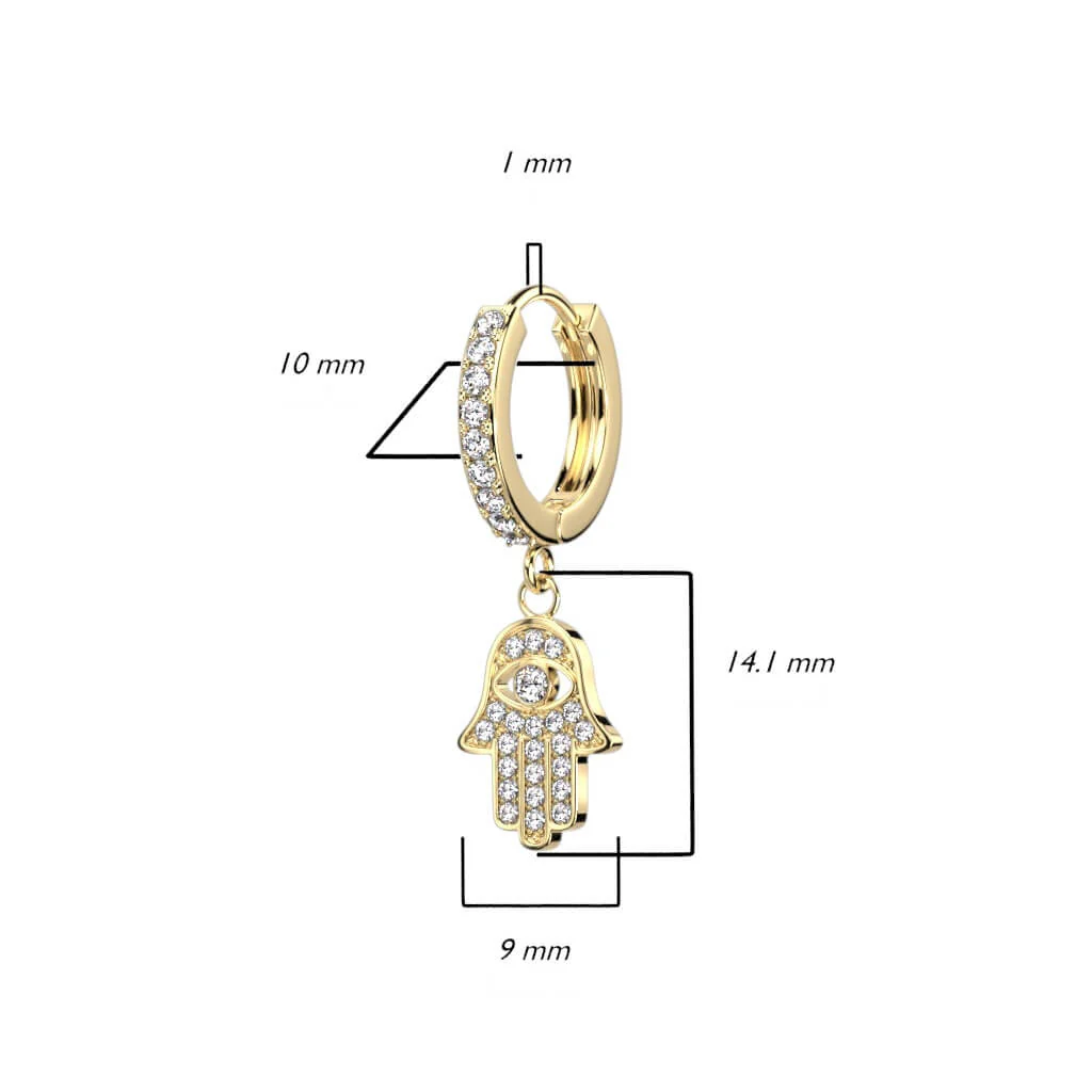 Ohrring Hamsa beweglich Zirkonia Clicker - Image 3
