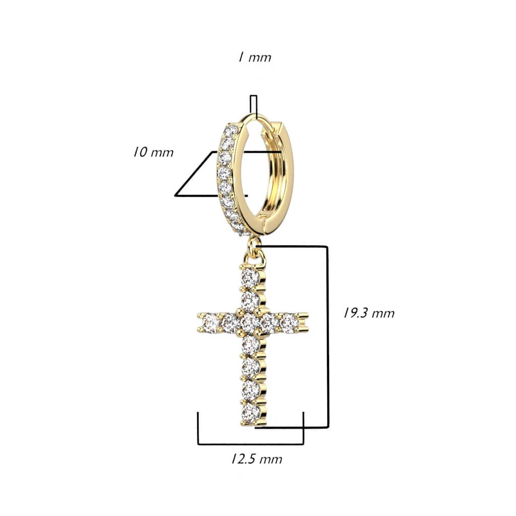 Ohrring Kreuz beweglich Zirkonia Clicker - Image 3