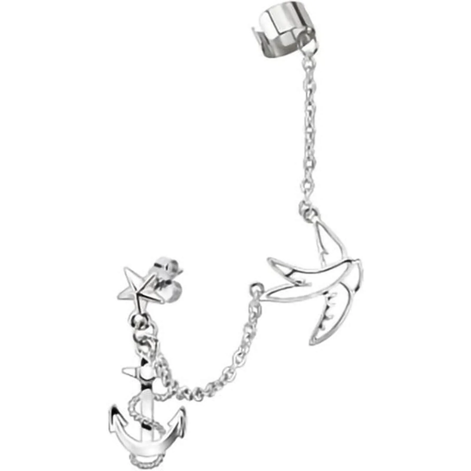 Ohrstecker Ear Cuff Anker Schwalbe Silber