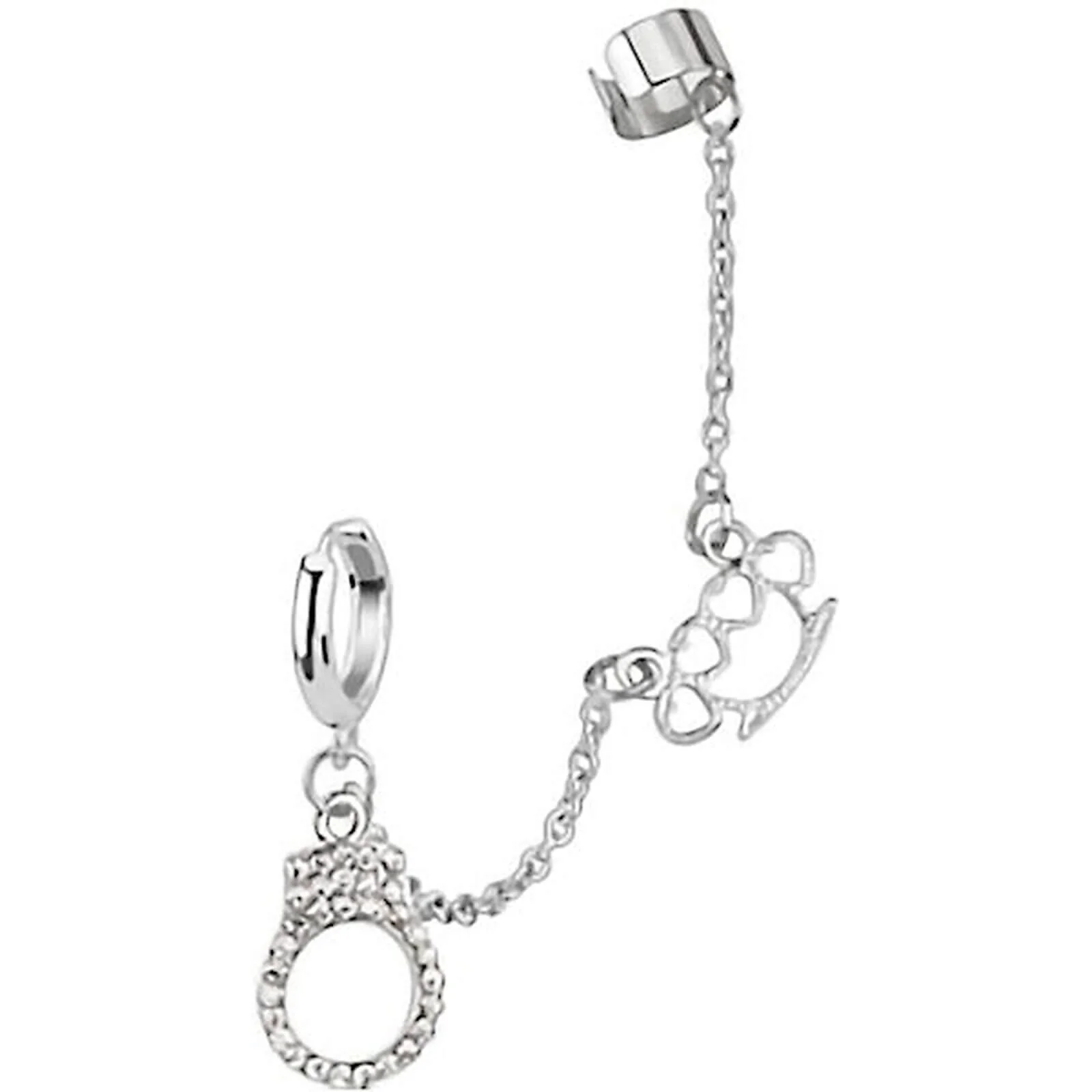 Ohrring Ear Cuff Silber Handschellen Schlagring beweglich Silber Clicker