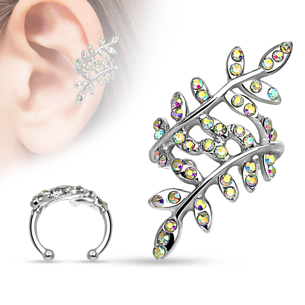 Earcuff Ear Cuff Blätter Zirkonia Biegbar - Image 2