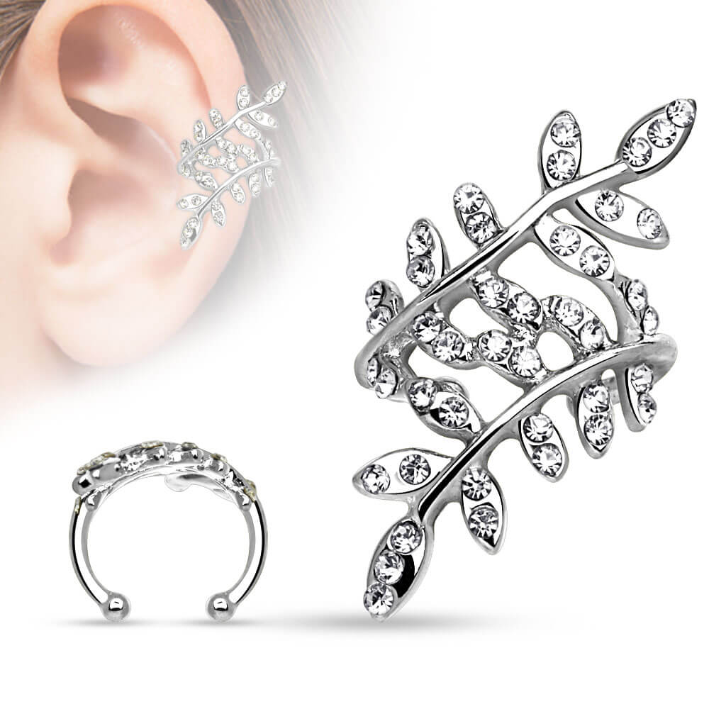 Earcuff Ear Cuff Blätter Zirkonia Biegbar - Image 3