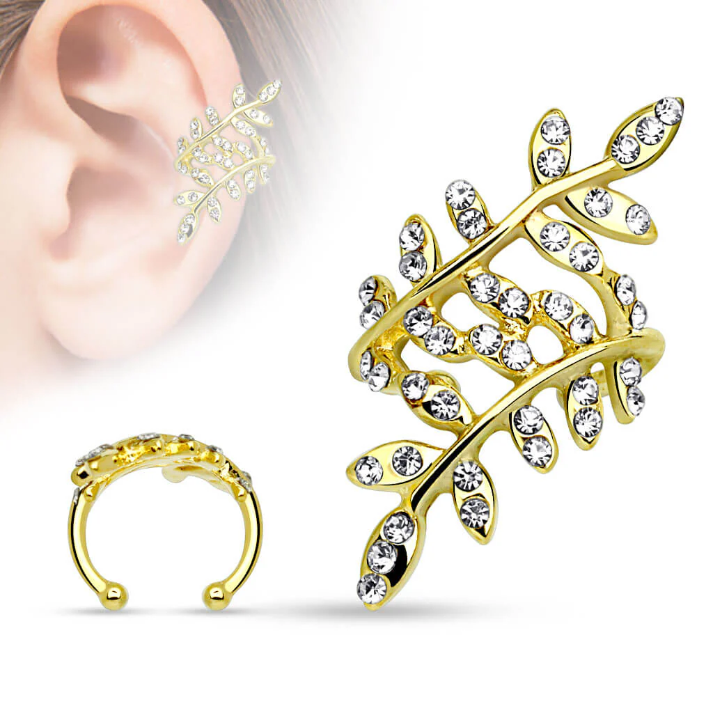 Earcuff Ear Cuff Blätter Zirkonia Biegbar - Image 4