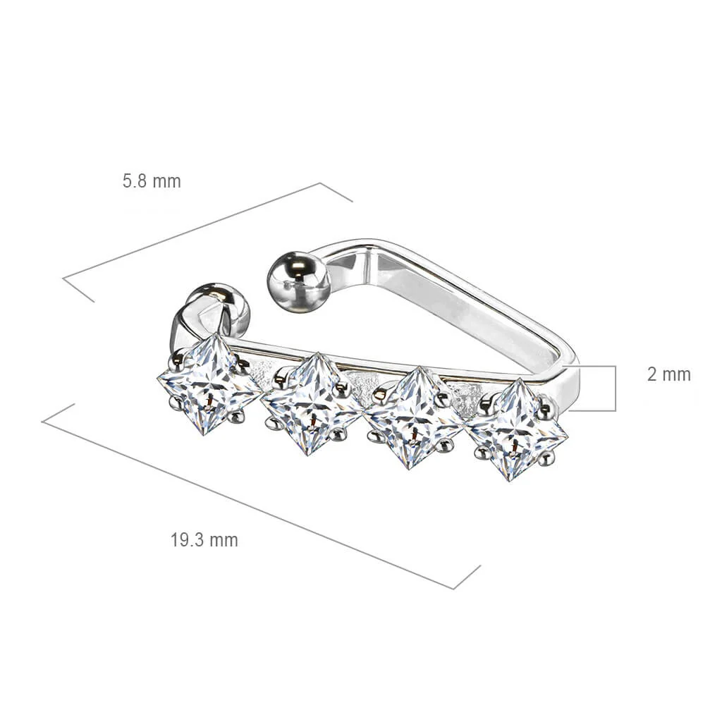 Earcuff Ear Cuff Dreieck Silber 4 Zirkonia Biegbar - Image 3