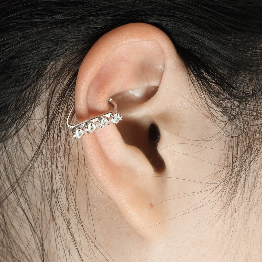 Earcuff Ear Cuff Dreieck Silber 4 Zirkonia Biegbar - Image 4