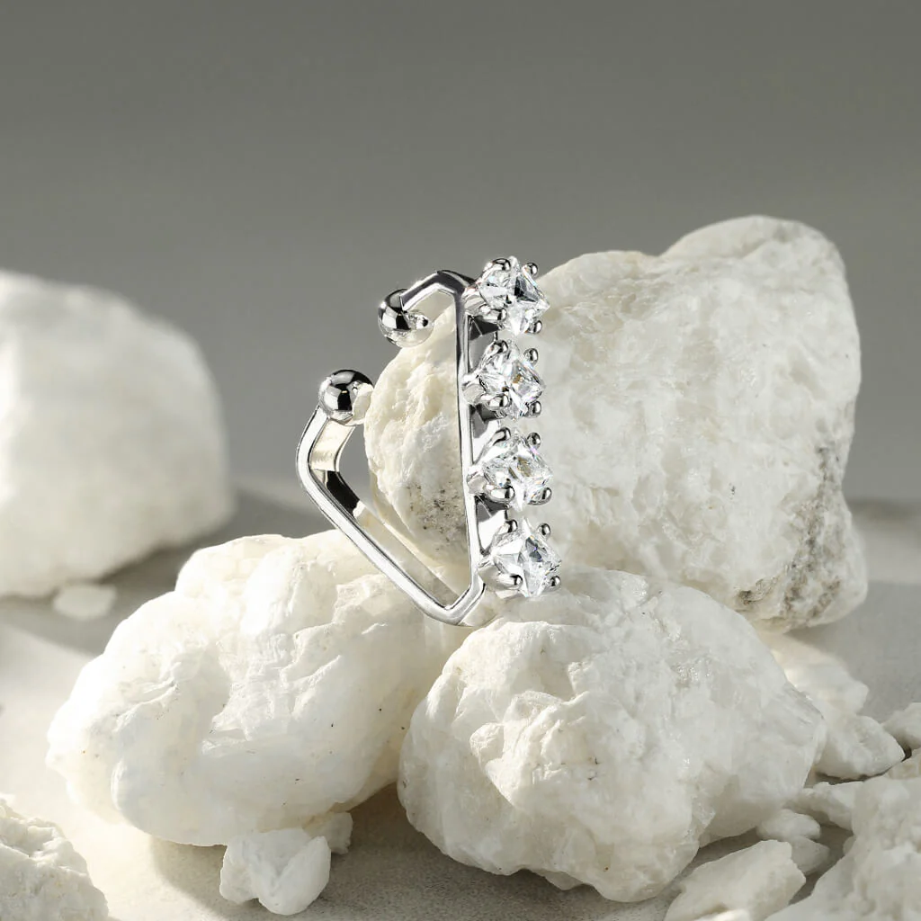 Earcuff Ear Cuff Dreieck Silber 4 Zirkonia Biegbar - Image 5