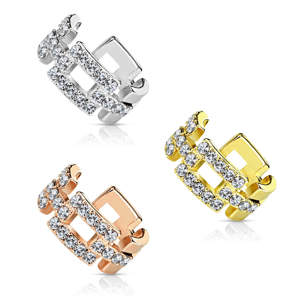 Earcuff Ear Cuff Quadrat Zirkonia Biegbar - Image 5