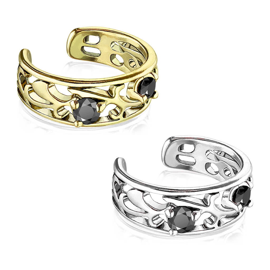 Earcuff Ear Cuff Zirkonia Schwarz Biegbar - Image 5