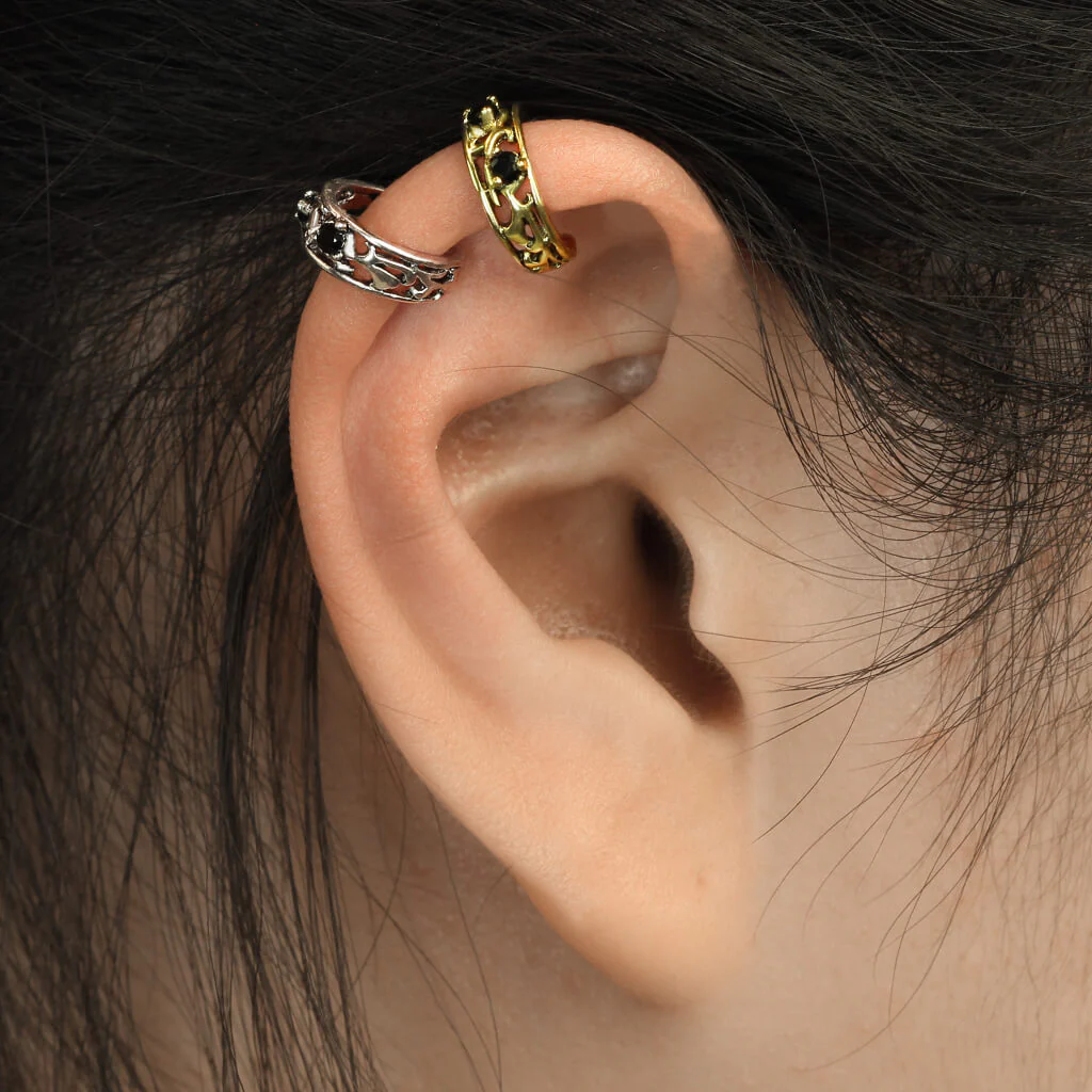 Earcuff Ear Cuff Zirkonia Schwarz Biegbar - Image 6