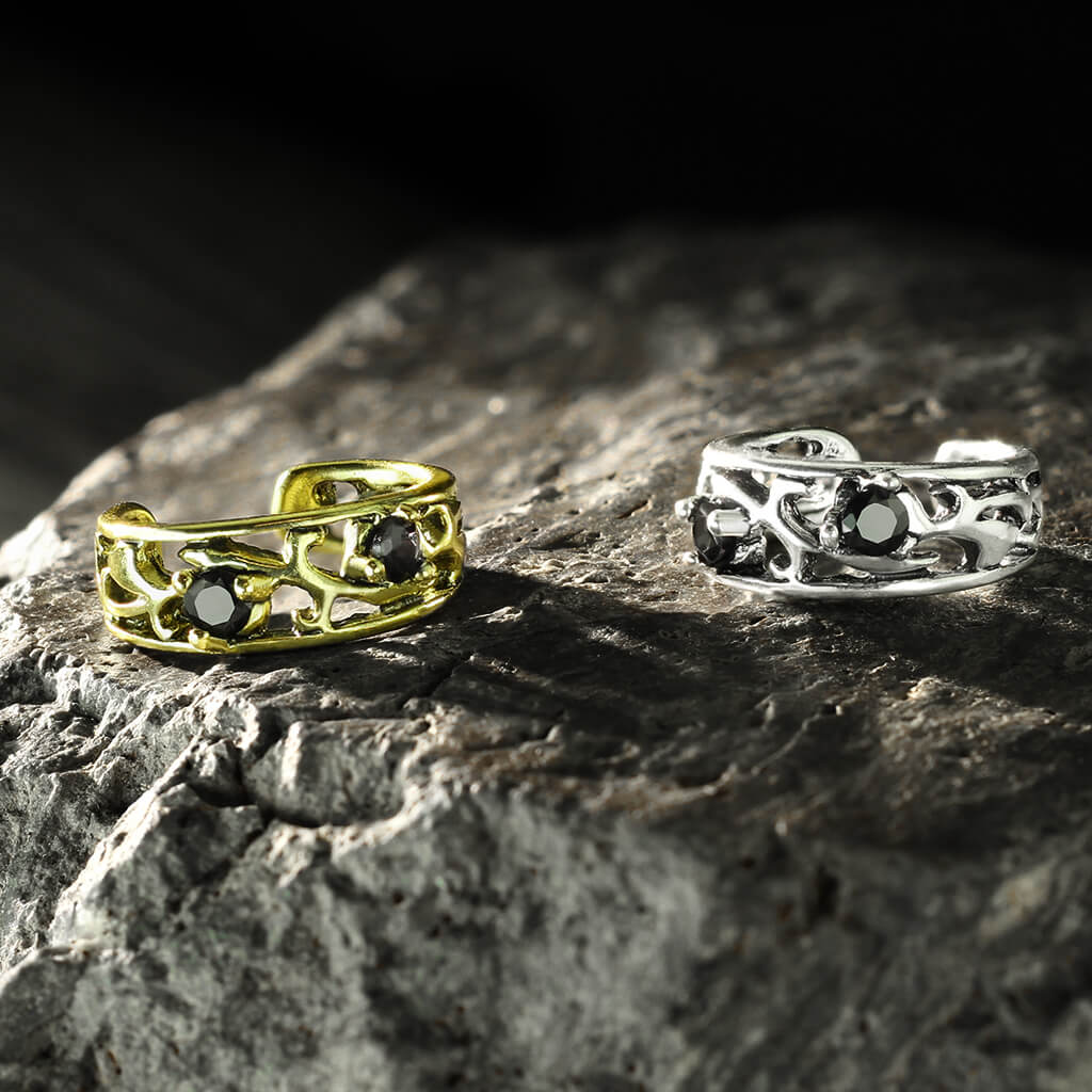 Earcuff Ear Cuff Zirkonia Schwarz Biegbar - Image 7