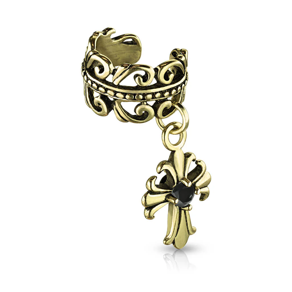 Earcuff Ear Cuff Kreuz Zirkonia Biegbar - Image 2