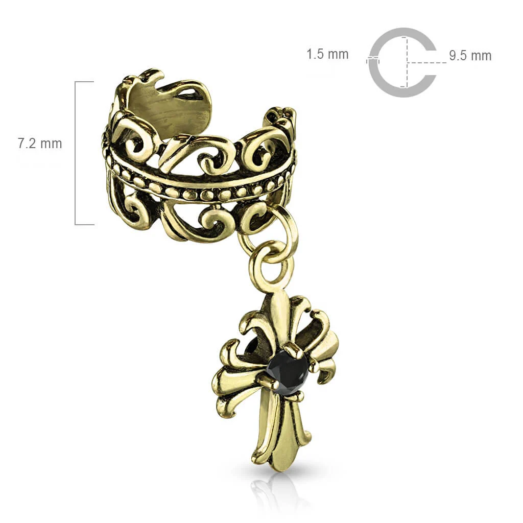 Earcuff Ear Cuff Kreuz Zirkonia Biegbar - Image 3