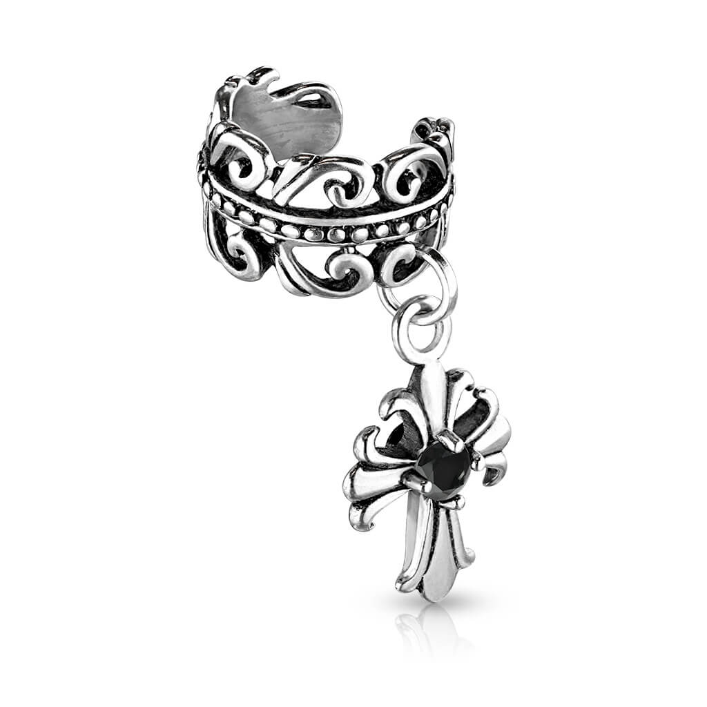 Earcuff Ear Cuff Kreuz Zirkonia Biegbar - Image 4