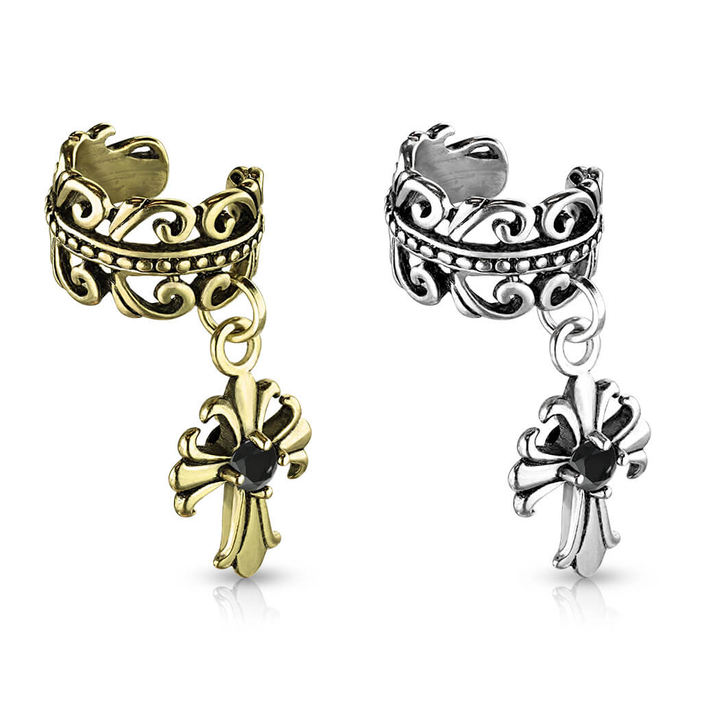 Earcuff Ear Cuff Kreuz Zirkonia Biegbar - Image 5