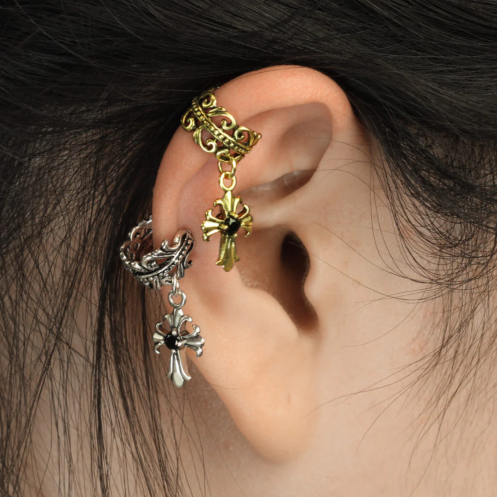 Earcuff Ear Cuff Kreuz Zirkonia Biegbar - Image 6