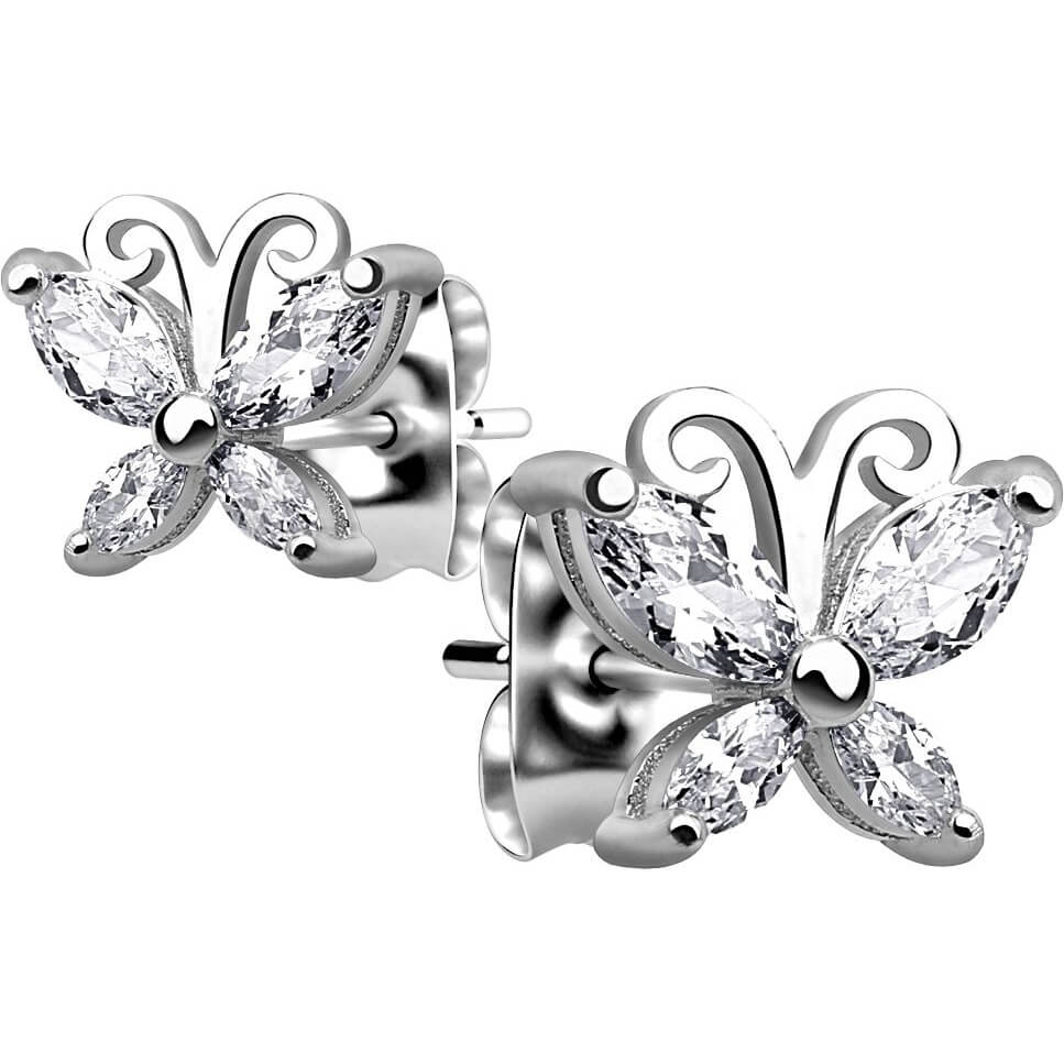 Silber 925 Ohrstecker Schmetterling Zirkonia