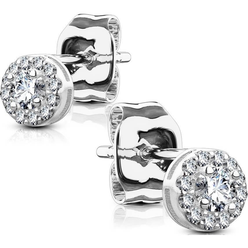 Silber 925 Ohrstecker Rund Zirkonia