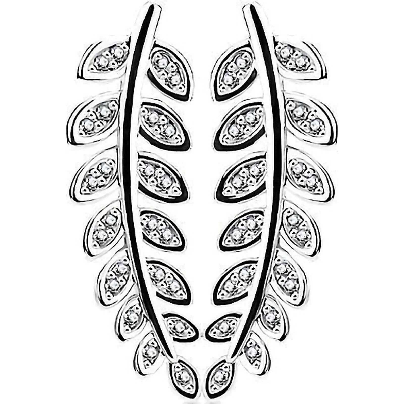 Ear Crawler Blätter Silber Zirkonia