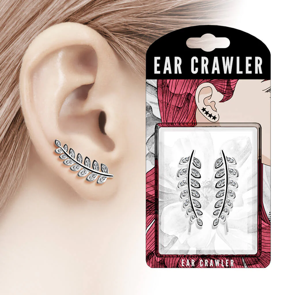 Ear Crawler Blätter Silber Zirkonia - Image 2