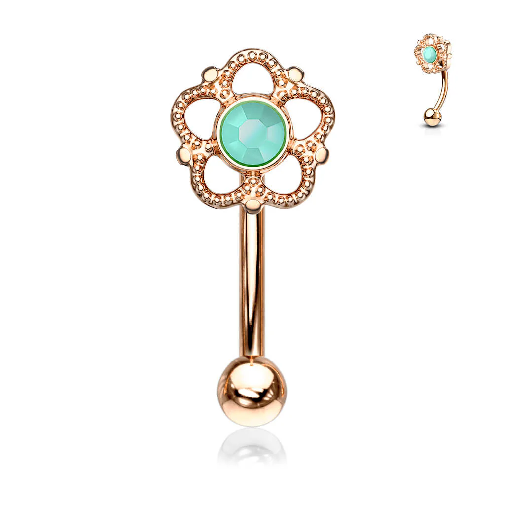 Augenbrauenpiercing Blume Stein - Image 4